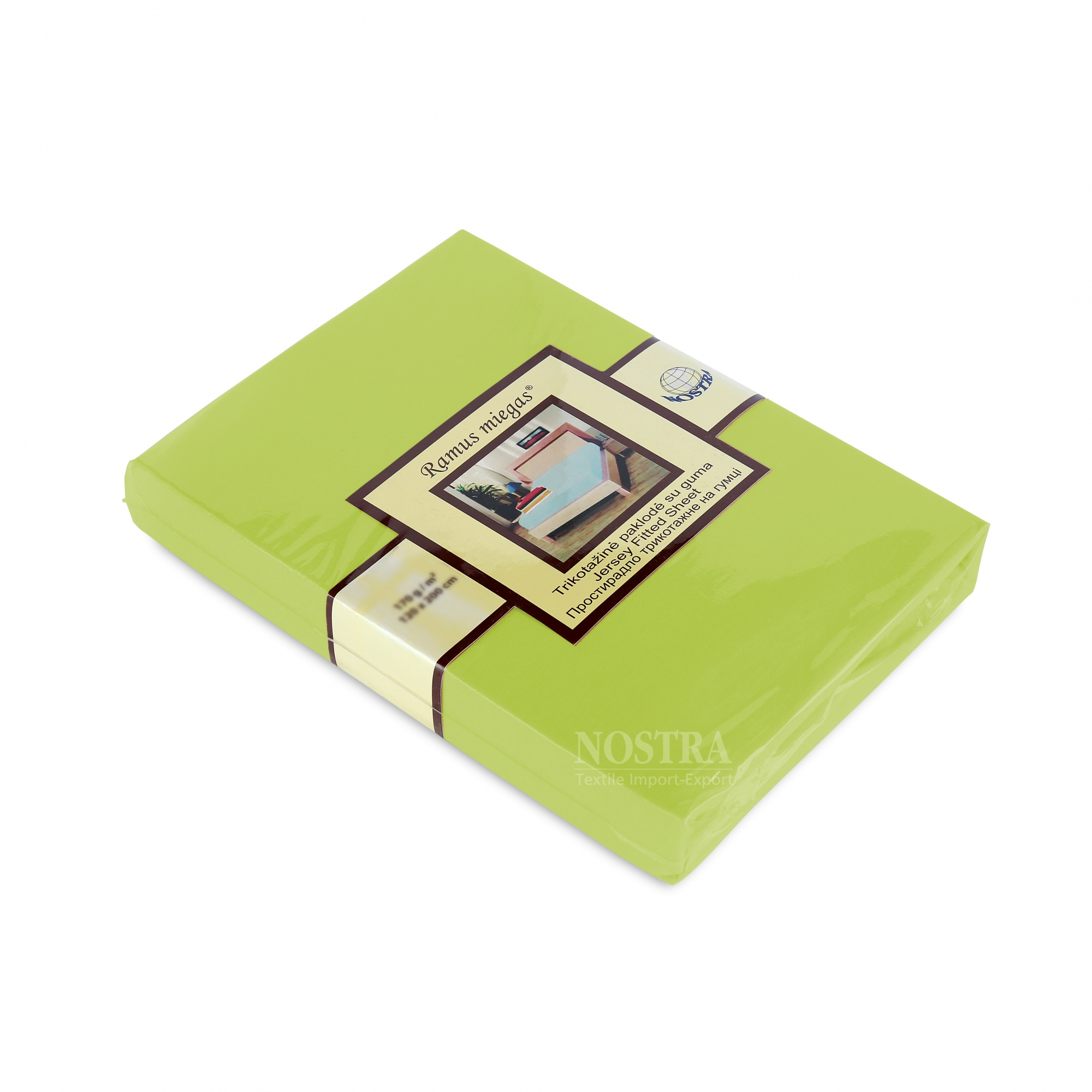 Fitted sheet LIGHT GREEN Простыня на резинке трикотаж Оливка/Light green