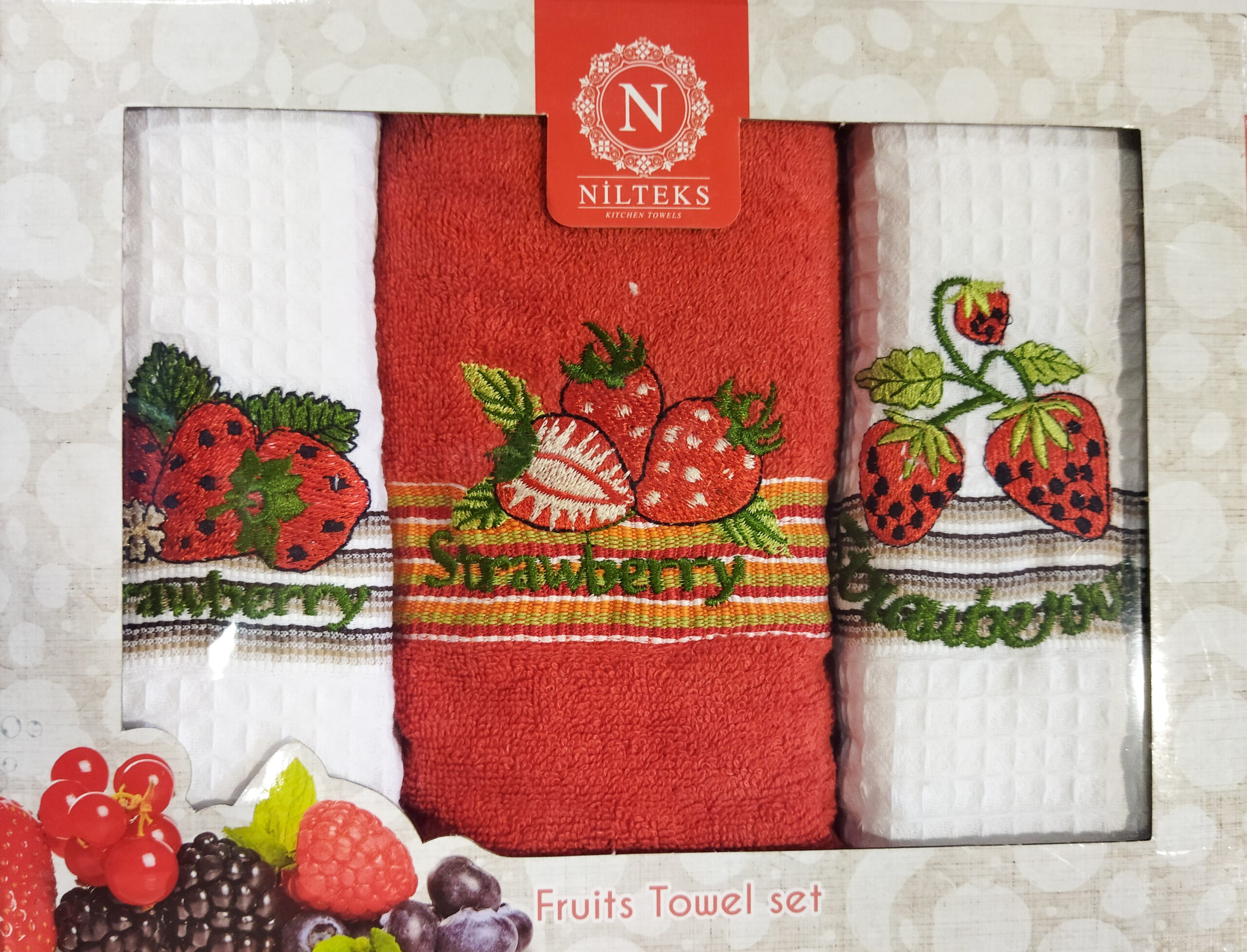 fruits towels set (махра и вафля)